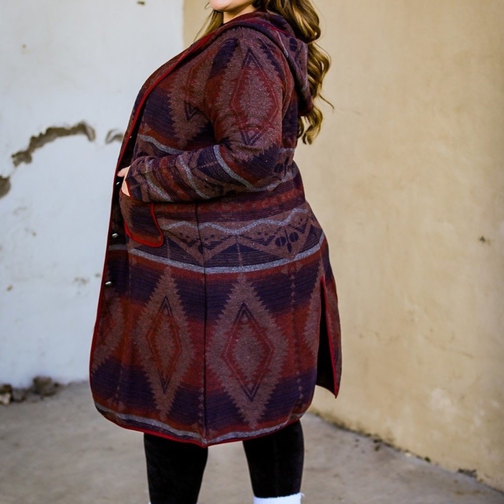 Aztec Print Mid Length Jacket - Picture 3 of 6